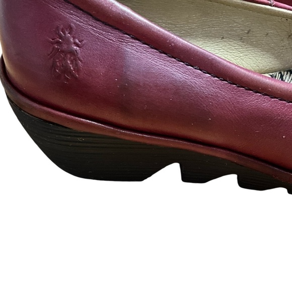 FLY LONDON Genuine Leather Burgundy Red Wedge Slip On Ballet Shoes US Sz 7 - Picture 5 of 10